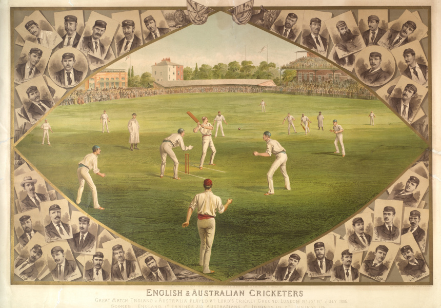 I.F. Weedon, English & Australian cricketers great match, England v. Australia played at Lord's Cricket Ground, London, 19th, 20th, 21st July, 1886, 1887
